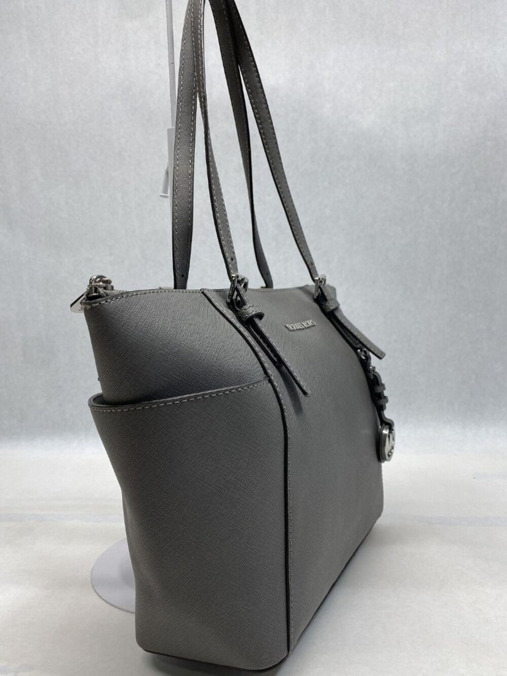 Michael Kors Saffiano Leather Jet Set Tote Bag Gray - Picture 4 of 10